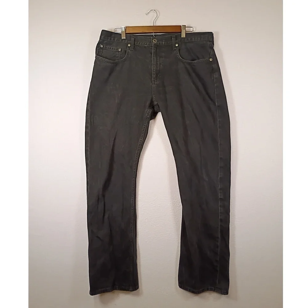 Rugged Gorpcore Eddie Bauer Mens 35x32 Charcoal Black Straight Leg Cotton Jeans